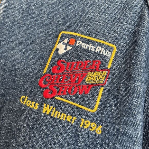 Vintage 90s Super Chevy Show Embroidered Denim Jacket Unisex LG USA - Picture 8 of 9